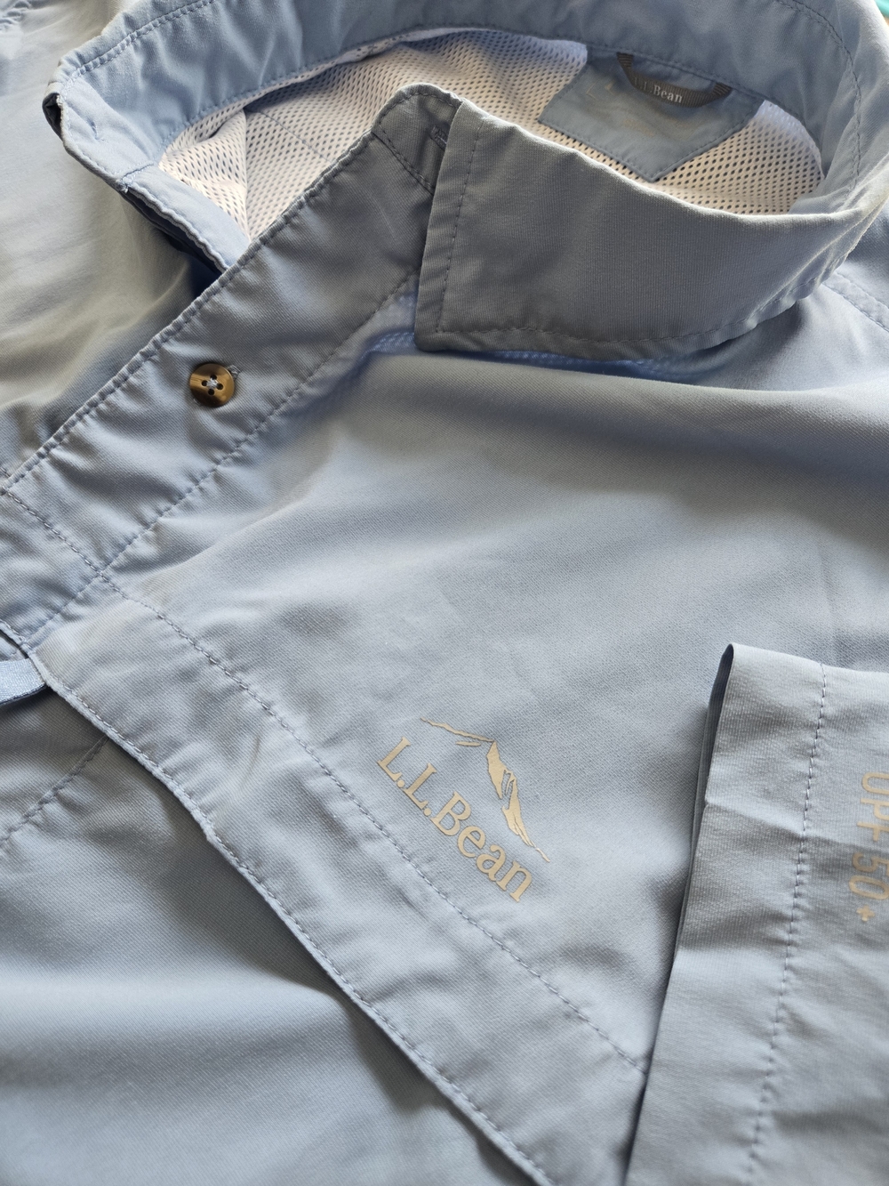 L.L. Bean Light Blue UPF Fishing Performance Shirt XXL